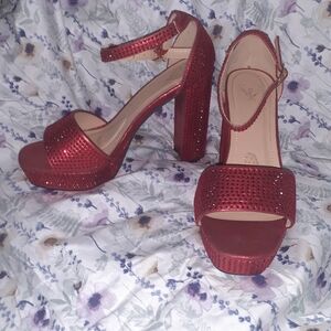 Red Embellished Stilettos